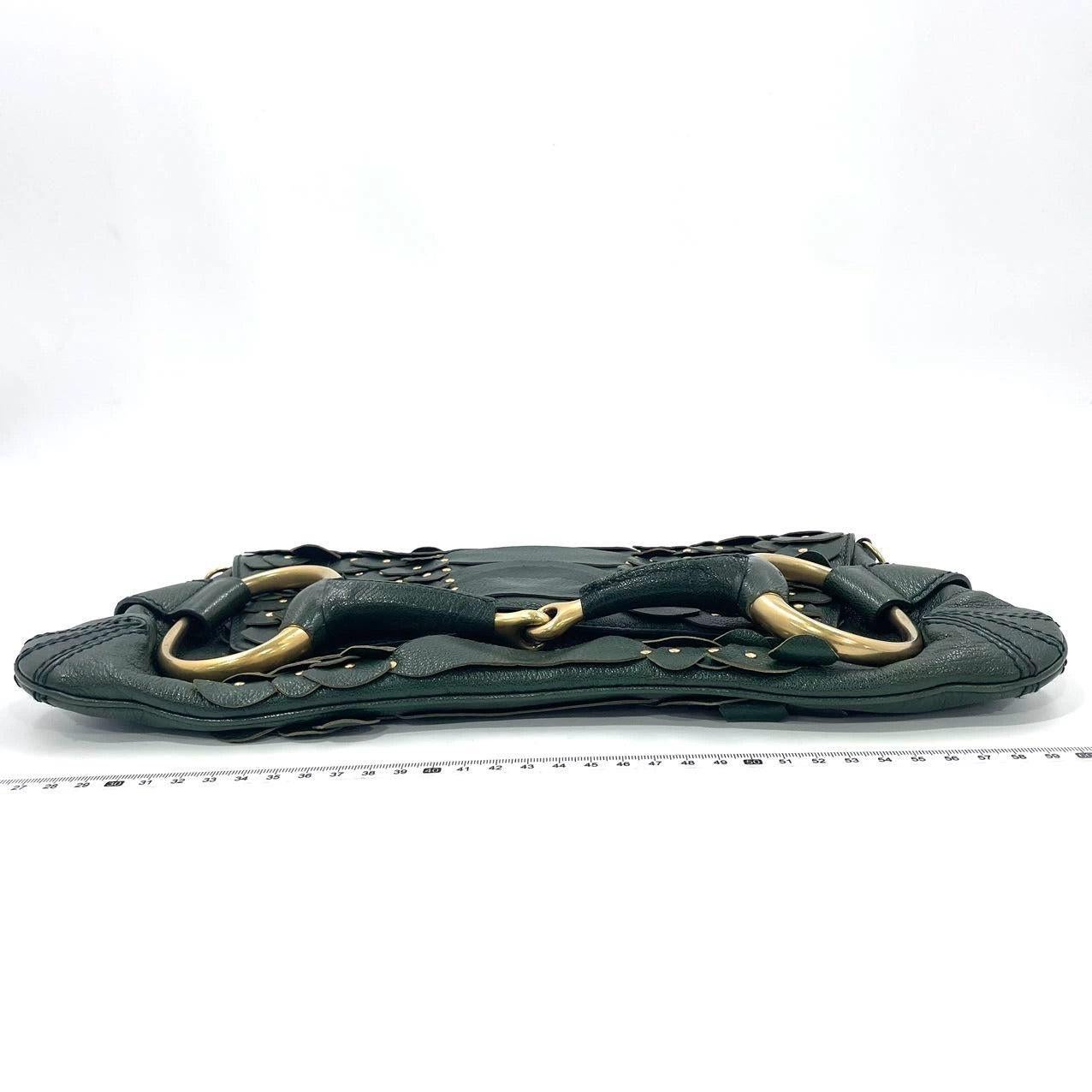Gucci Horsebit 1955 Cadena Piel Verde y Tachuelas Doradas Negro en venta