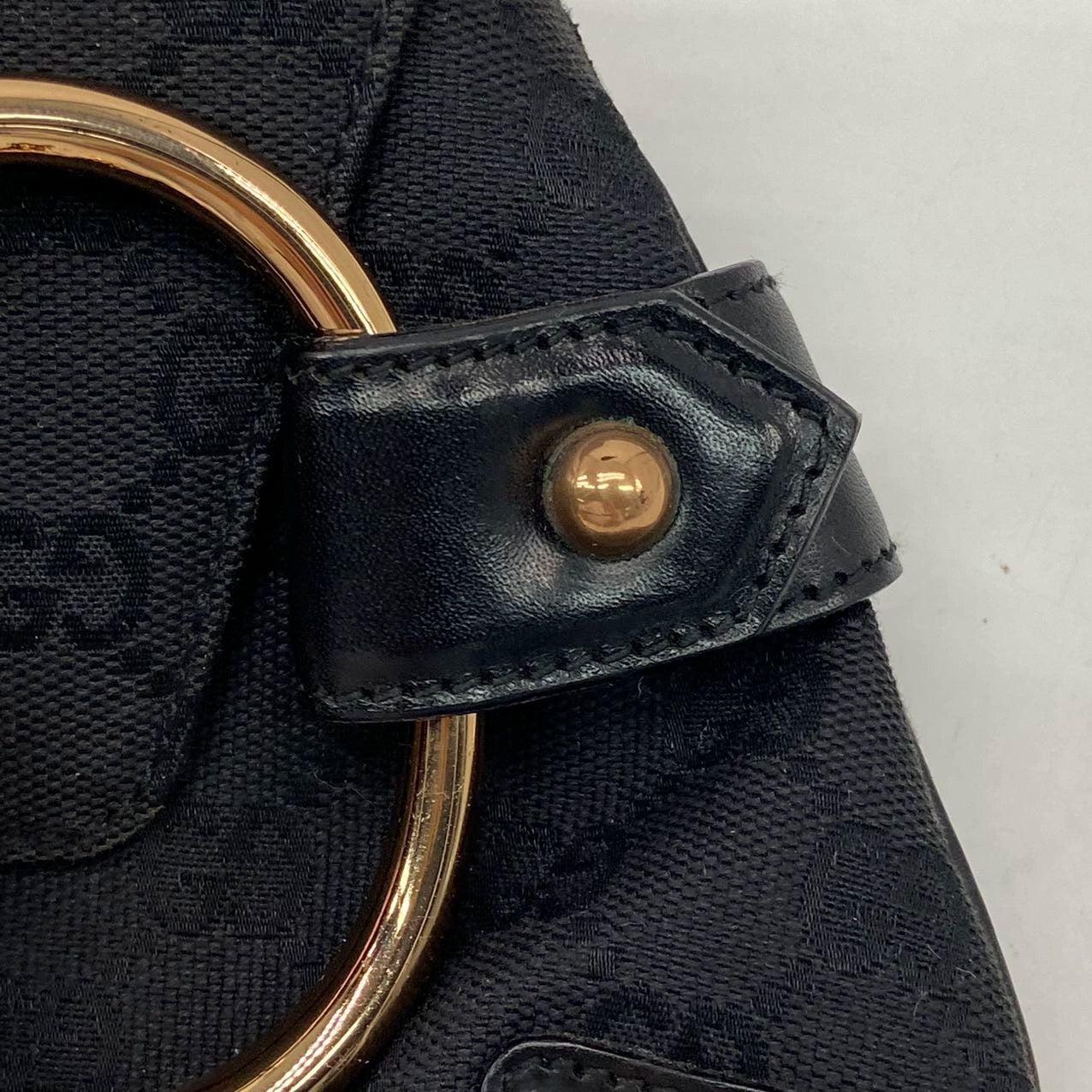 Gucci Horsebit 1955 Chain Large Shoulder Bag Black Monogram with Pink Silk For Sale 10