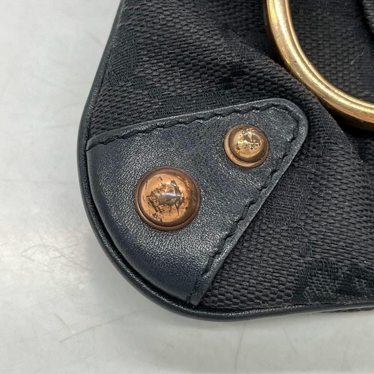 Gucci Horsebit 1955 Chain Shoulder bag Black monogram with Pink silk stripe 12
