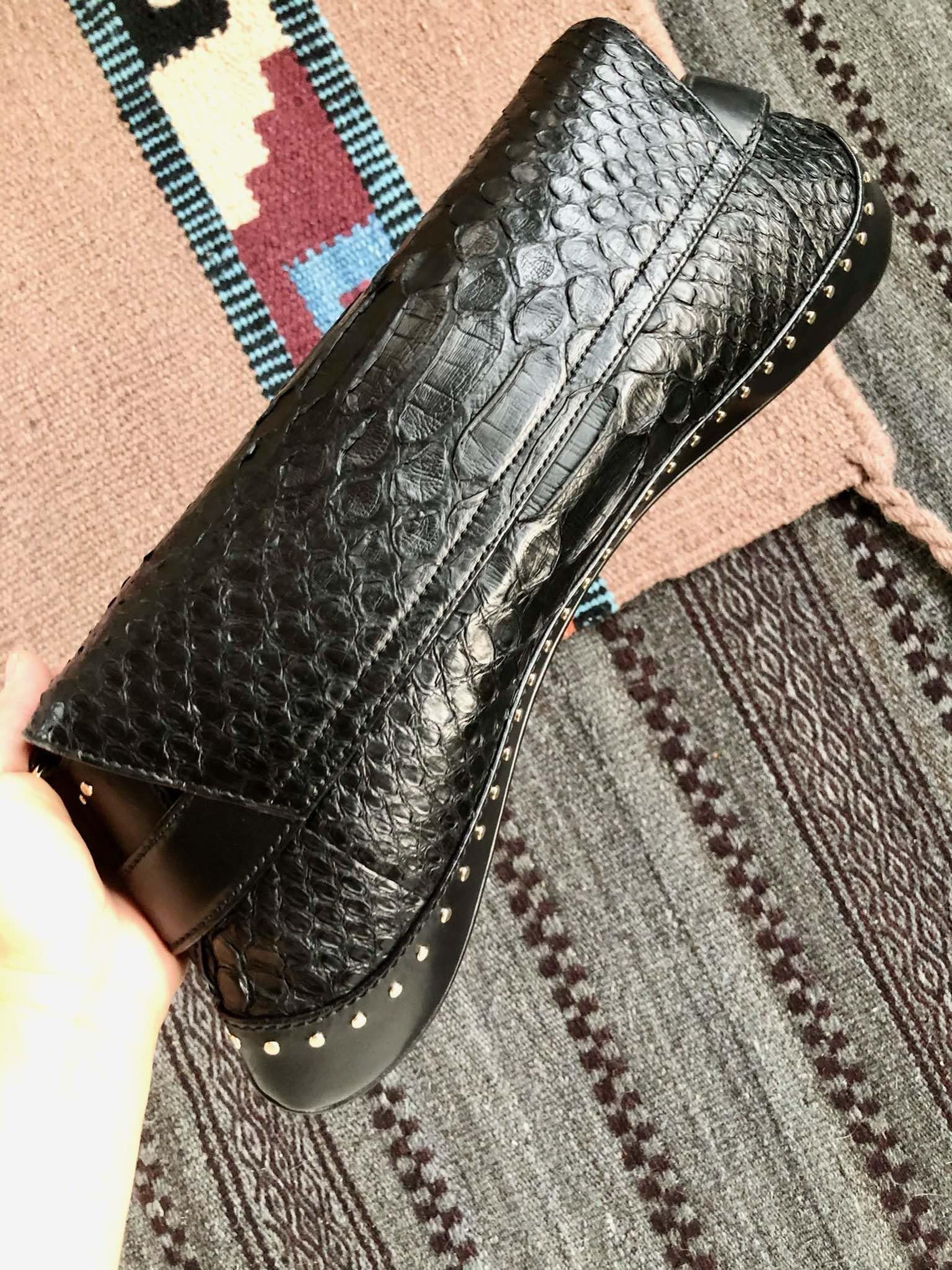 Gucci Horsebit 1955 Chain Shoulder bag Large Black Crocodile Leather In Excellent Condition In AUBERVILLIERS, FR
