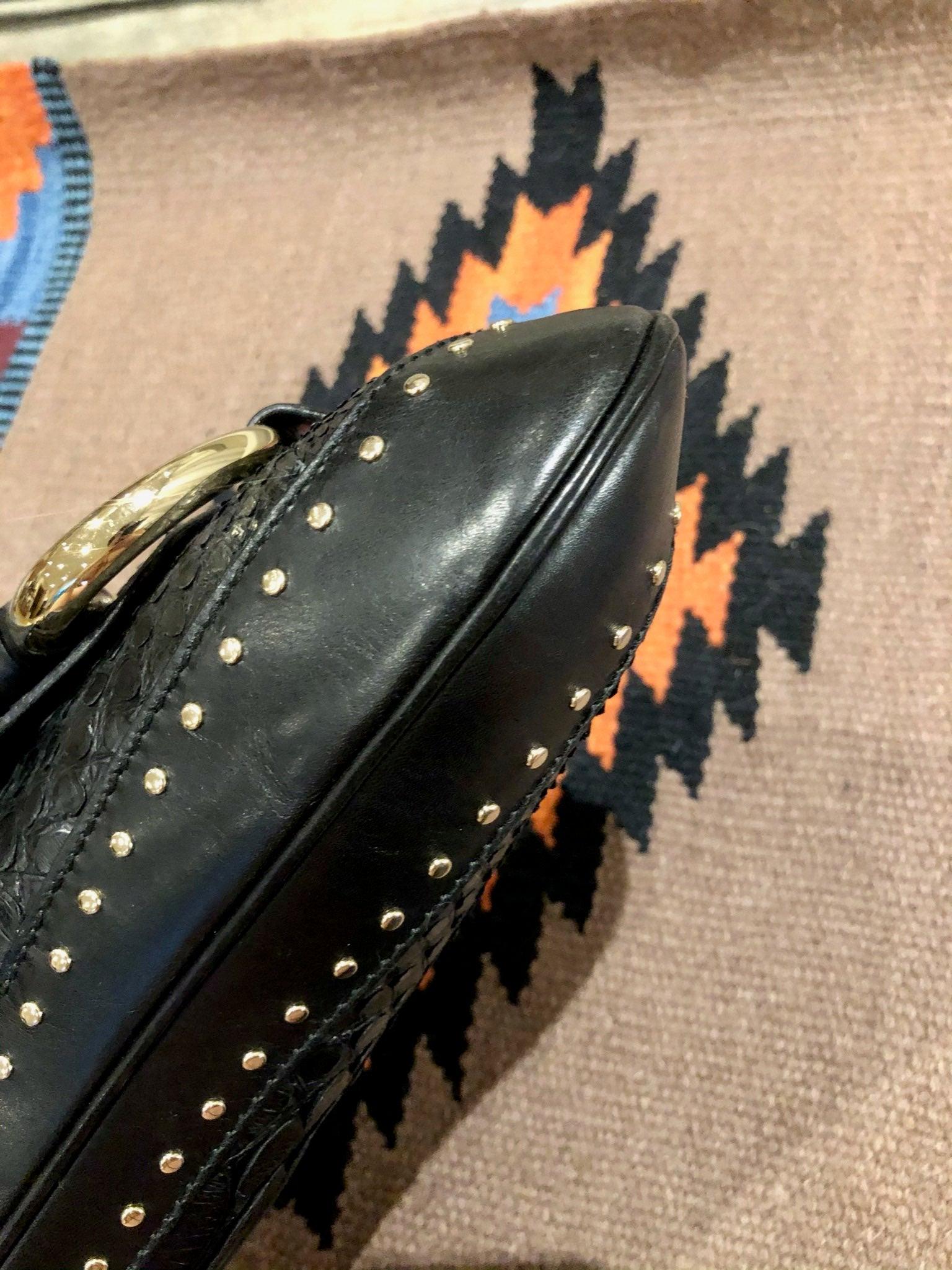Gucci Horsebit 1955 Chain Shoulder bag Large Black Crocodile Leather 2