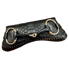Gucci Horsebit 1955 Chain Shoulder bag Large Black Crocodile Leather