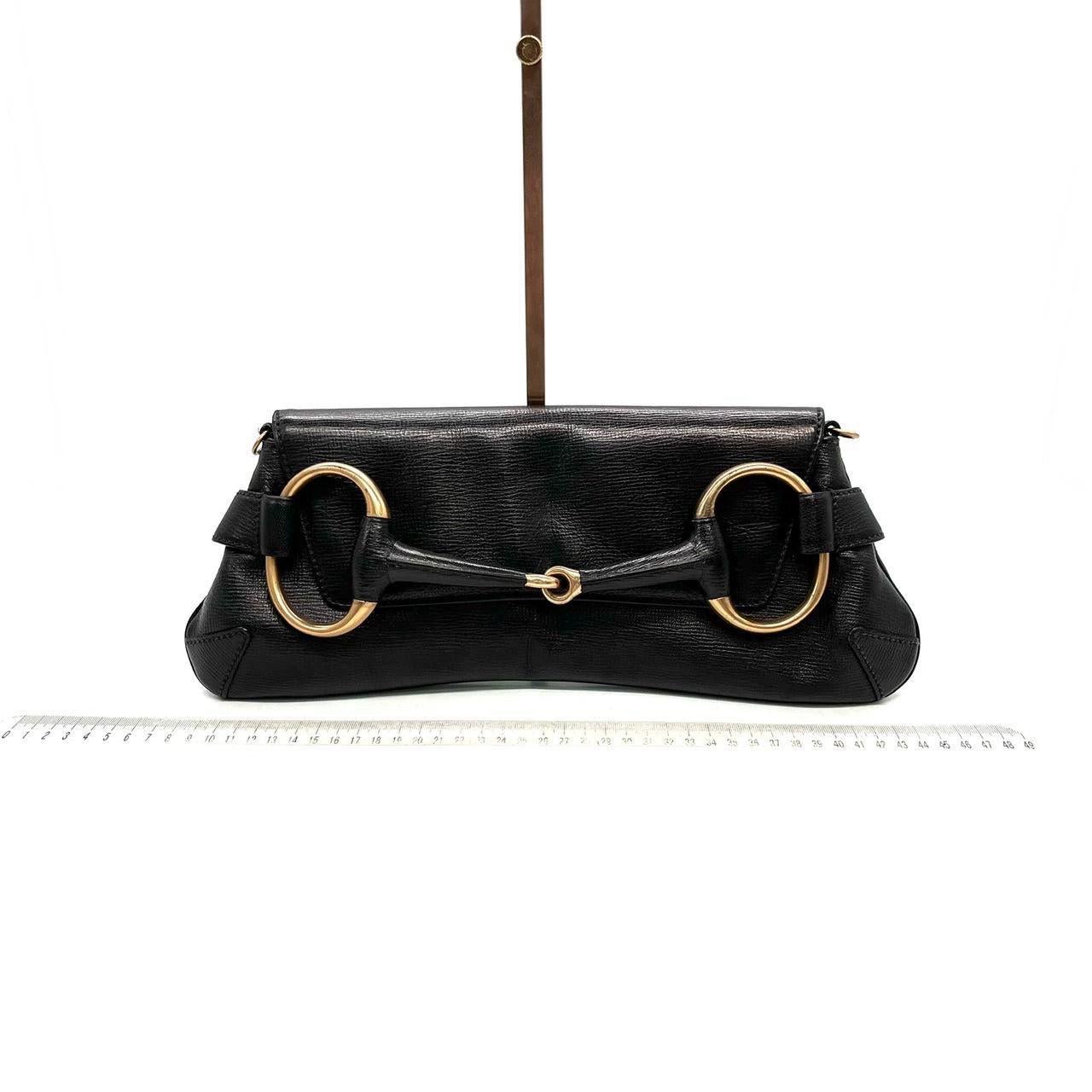 Gucci Horsebit 1955 Chain Shoulder bag Large Black Leather In Good Condition In AUBERVILLIERS, FR