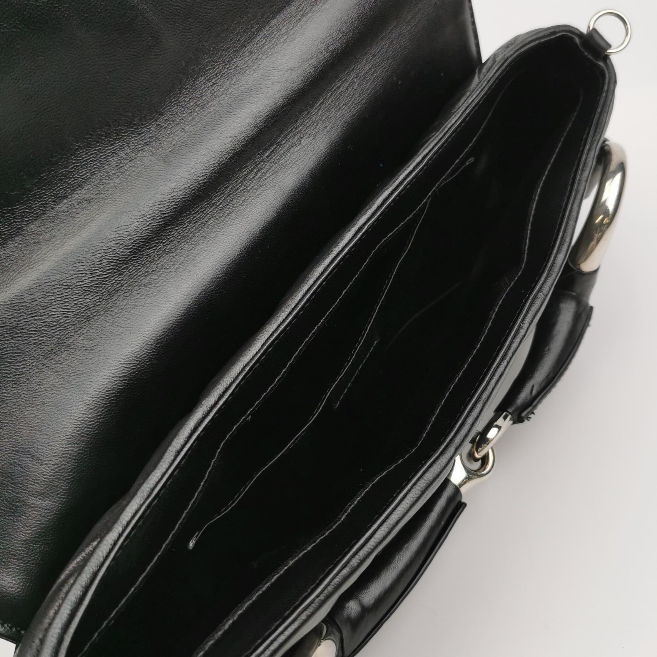 Gucci Horsebit 1955 Borsa a tracolla a catena grande in pelle nera pad S23 in vendita 5