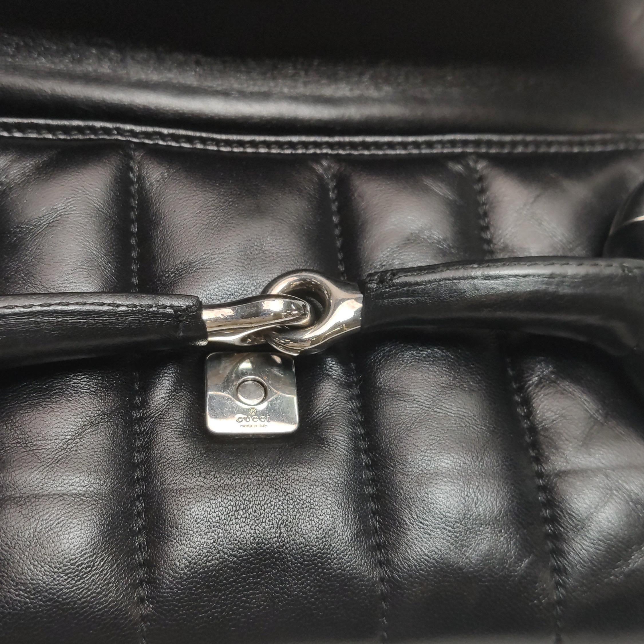 Gucci Horsebit 1955 Borsa a tracolla a catena grande in pelle nera pad S23 in vendita 11