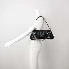 Gucci Horsebit 1955 Chain Shoulder Bag Large Black Padded Leather S23