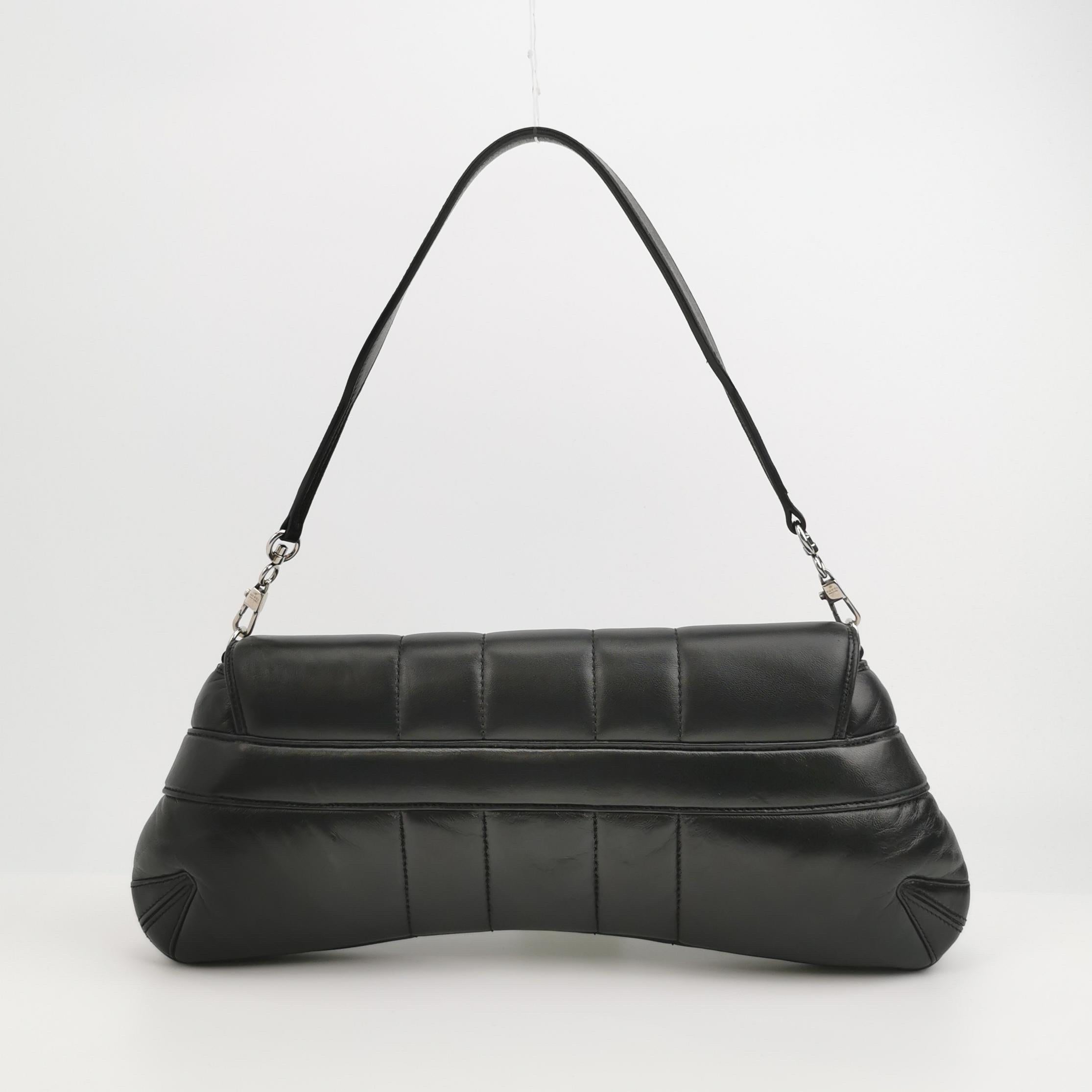 Nero Gucci Horsebit 1955 Borsa a tracolla a catena grande in pelle nera pad S23 in vendita