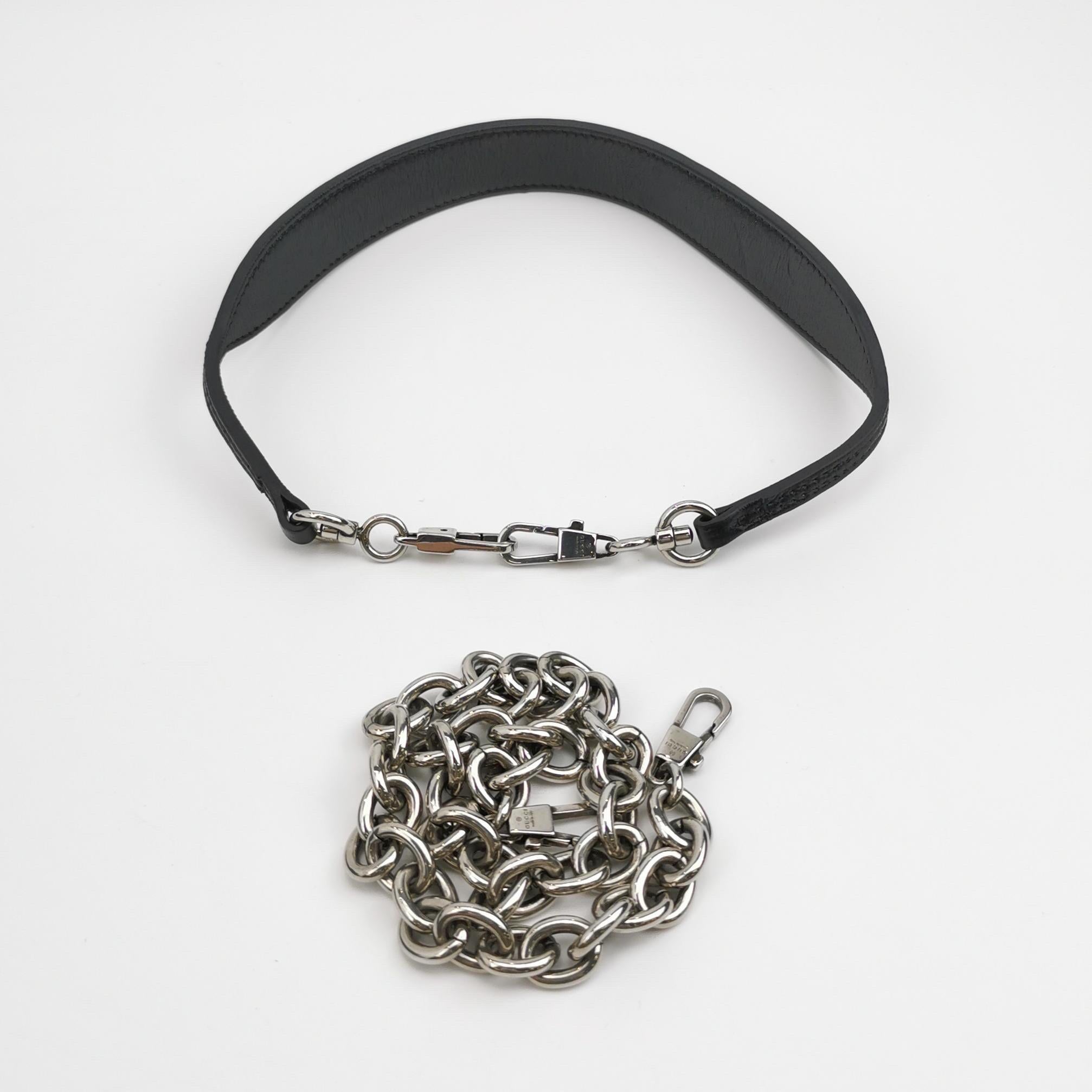 Gucci Horsebit 1955 Borsa a tracolla a catena grande in pelle nera pad S23 in vendita 1