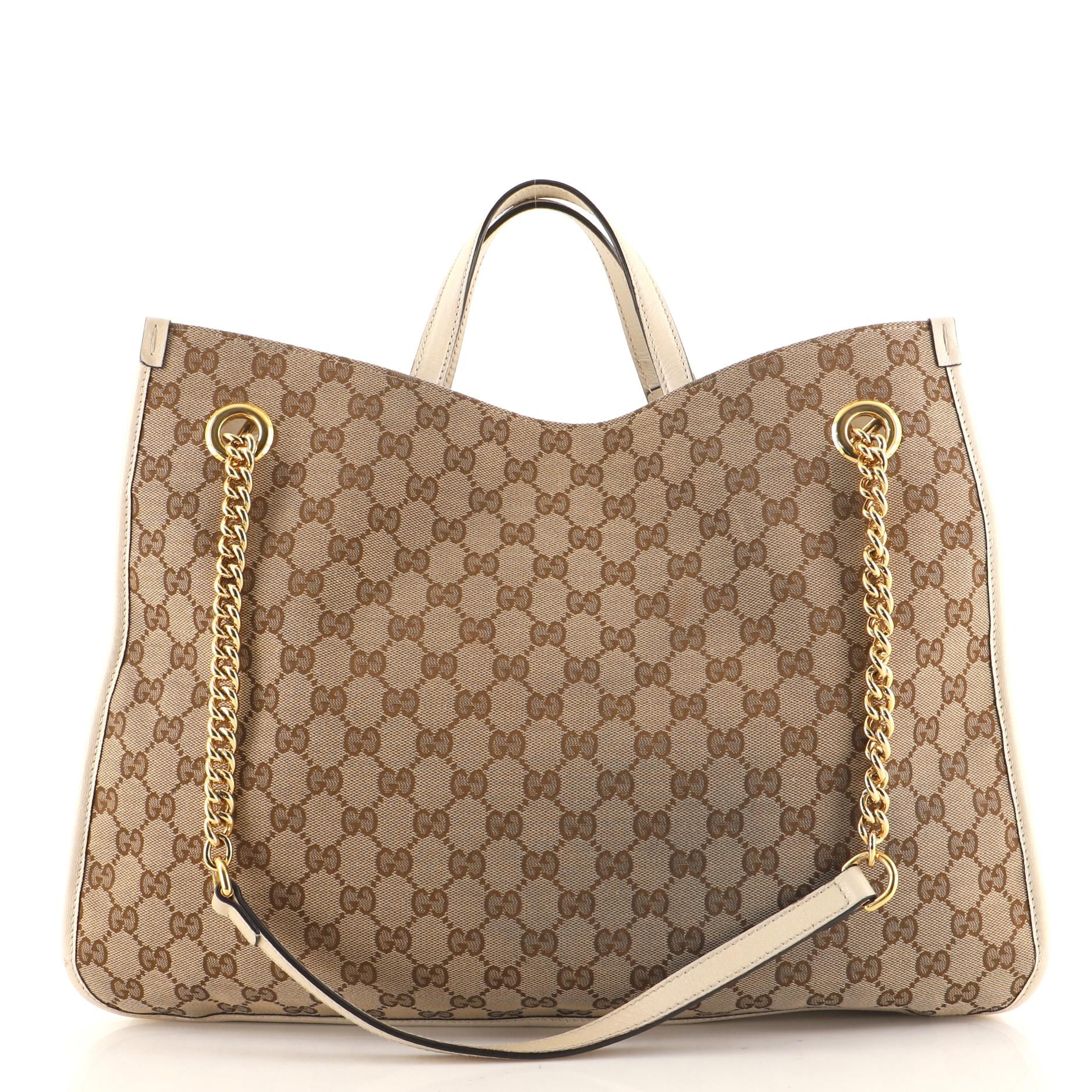 Gucci Horsebit 1955 Kette Tote GG Segeltuch Medium (Braun)