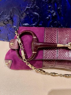 Gucci Horsebit 1955 Chain Vintage Large Purple Suede Shoulder Bag