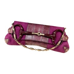 Gucci Horsebit 1955 Chain Vintage Large Purple Suede Shoulder Bag