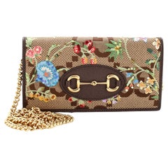Gucci Horsebit 1955 Chain Wallet Embroidered Jumbo GG Canvas