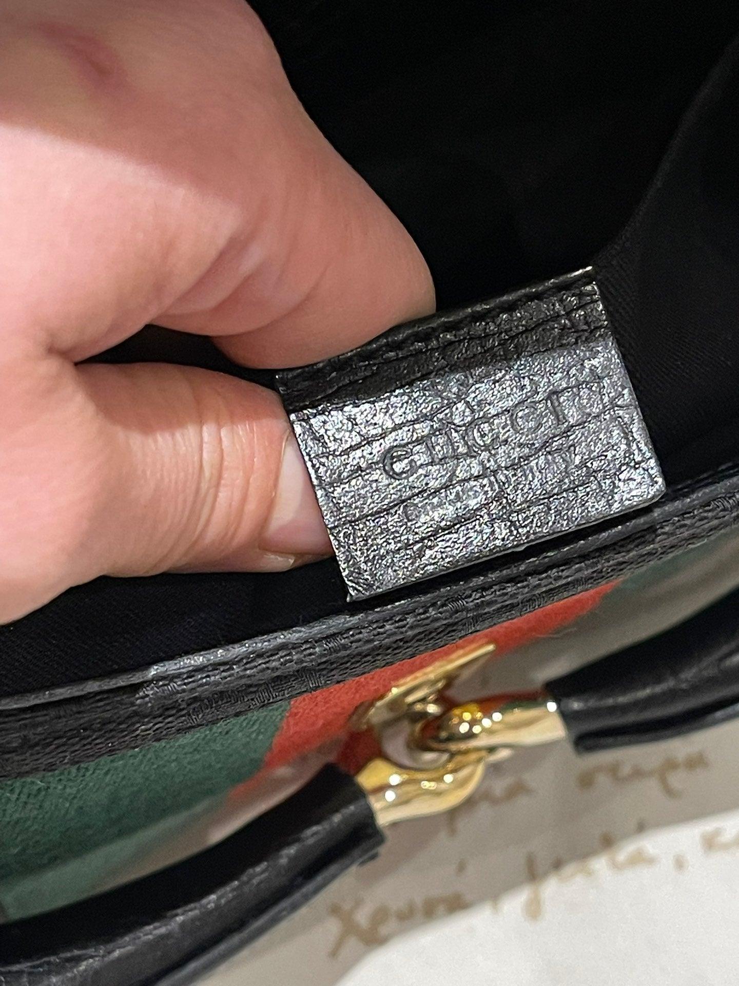 Gucci Horsebit 1955 Cloth Black Monogram Red Web Large Shoulder bag For Sale 8