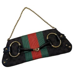 Gucci Horsebit 1955 Cloth Black Monogram Red Web Large Shoulder bag