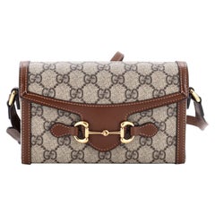 Gucci Horsebit 1955 Flap Crossbody Bag GG Coated Canvas Mini