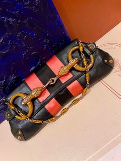 Gucci Horsebit 1955, groß, schwarzes Leder, mit verzierter Schlangenkopf-Schnalle