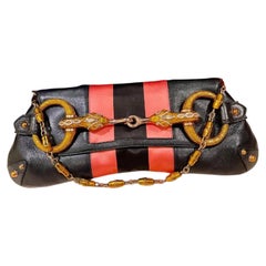 Gucci Horsebit 1955, groß, schwarzes Leder, mit verzierter Schlangenkopf-Schnalle