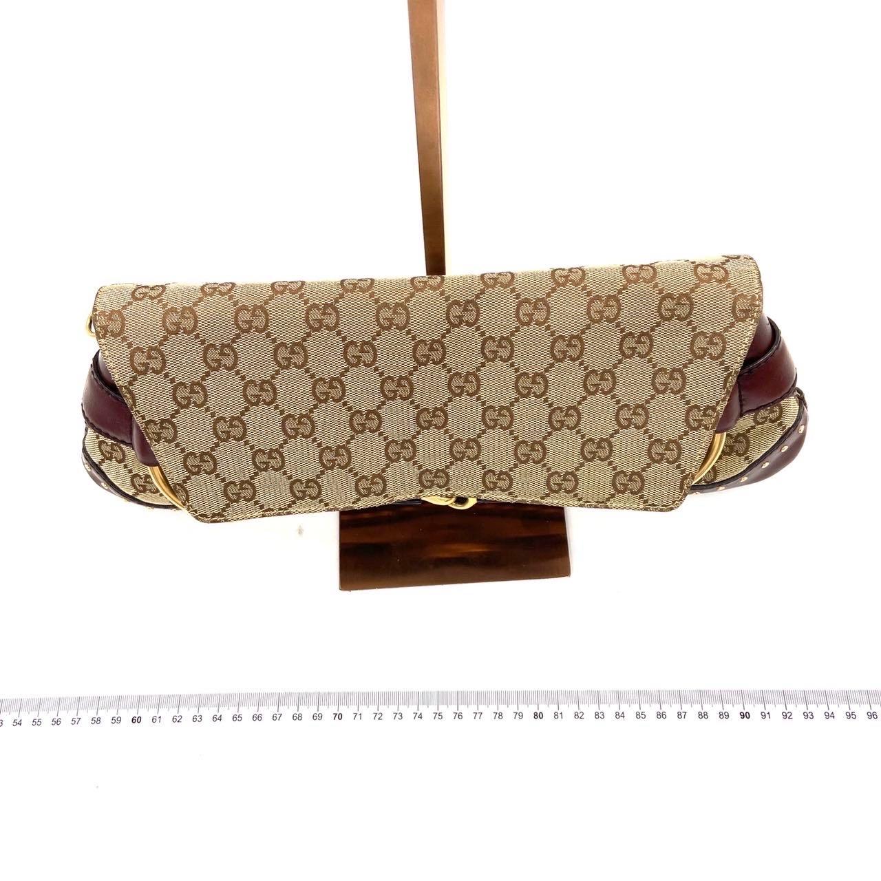 Gucci Horsebit 1955 Borsa a tracolla grande in pelle beige Monogram bordeaux in vendita 6
