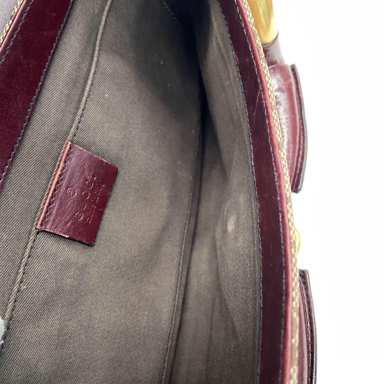 Gucci Horsebit 1955 Borsa a tracolla grande in pelle beige Monogram bordeaux in vendita 9