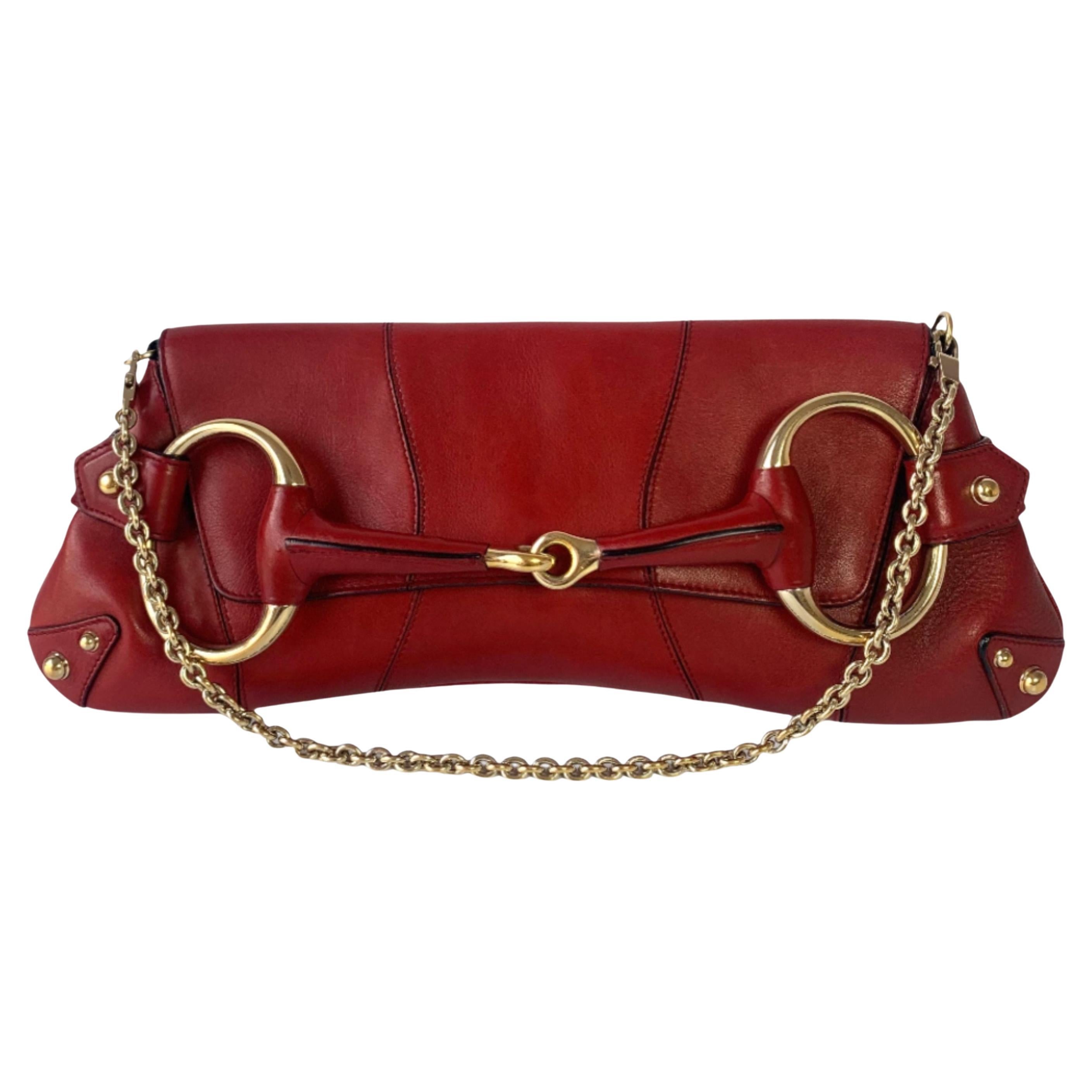Gucci Horsebit 1955 grand sac à bandoulière en cuir rouge