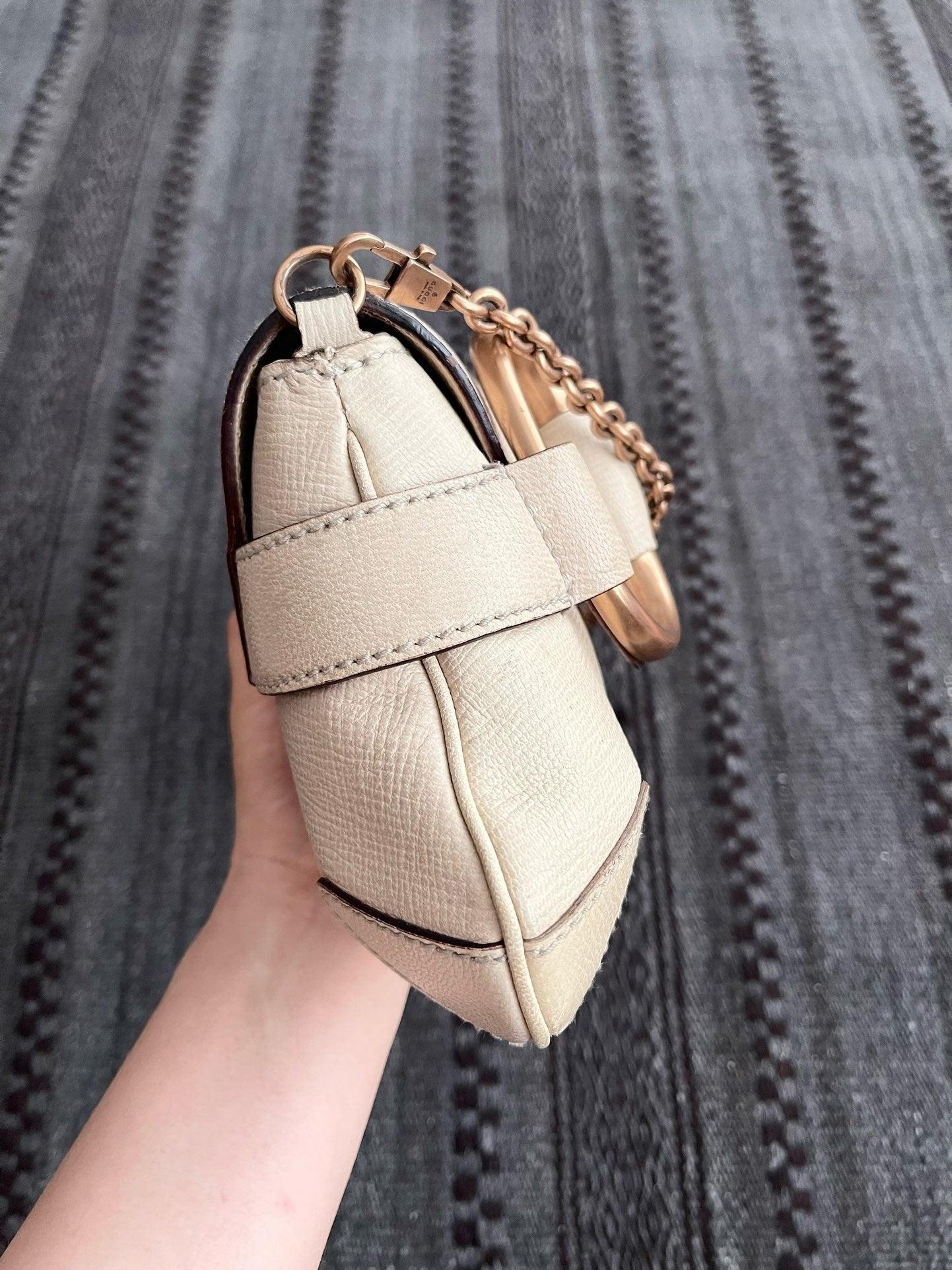 Gucci Horsebit 1955 grand sac à bandoulière en cuir blanc 1