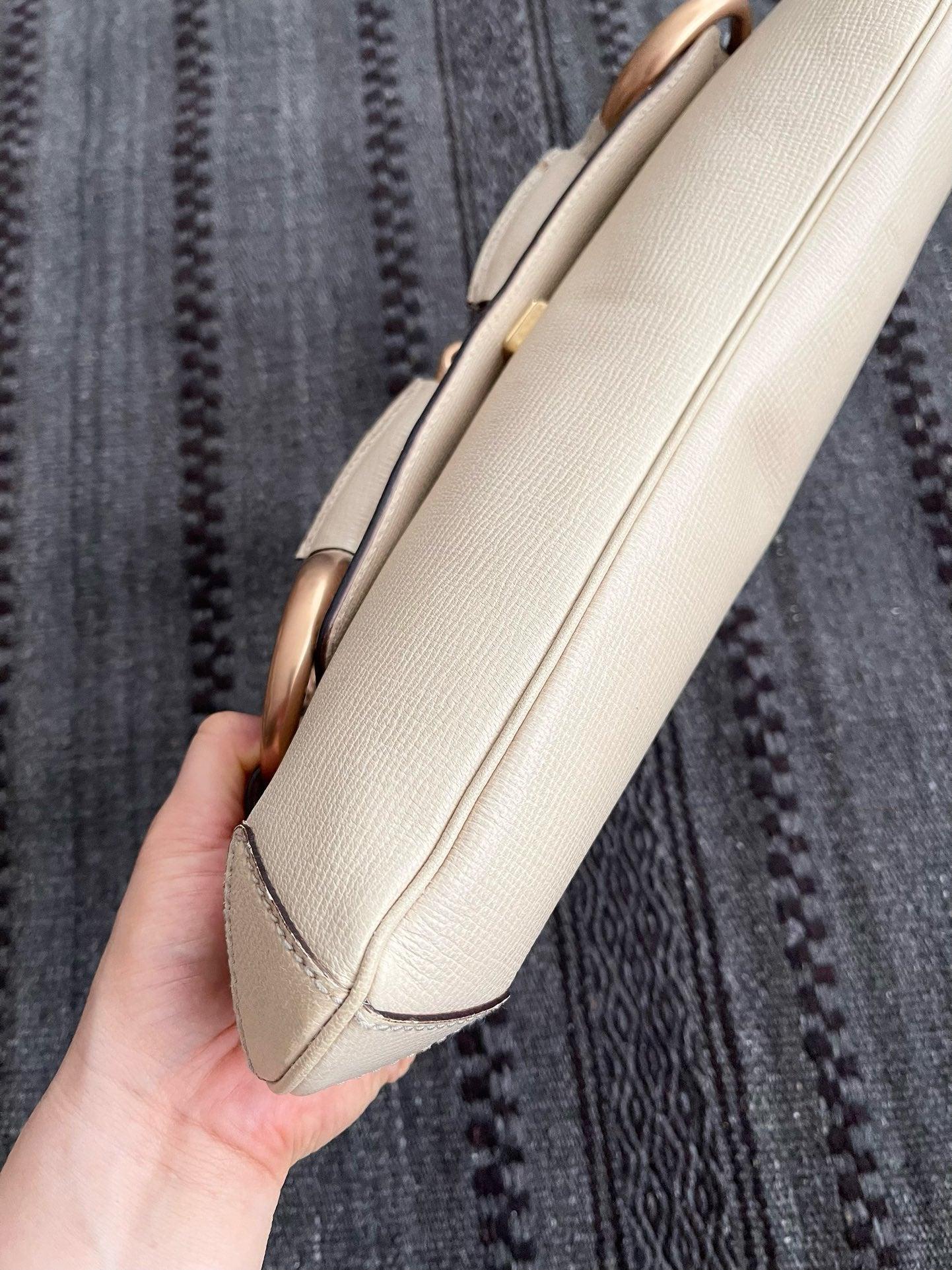 Gucci Horsebit 1955 grand sac à bandoulière en cuir blanc 3