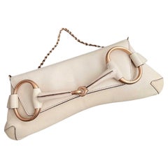 Gucci Horsebit 1955 Large White Leather Shoulder Bag