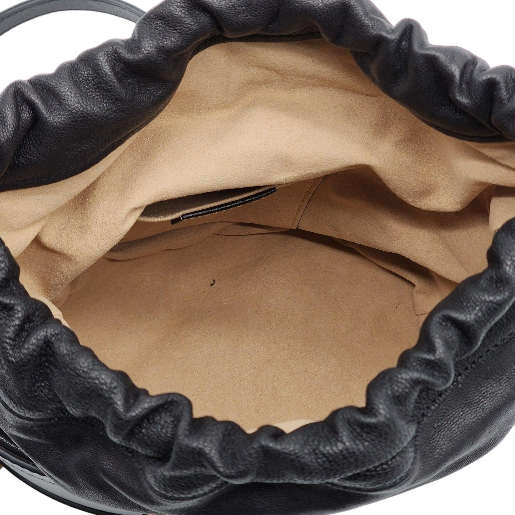 Black Gucci Horsebit 1955 Leather Bucket Bag