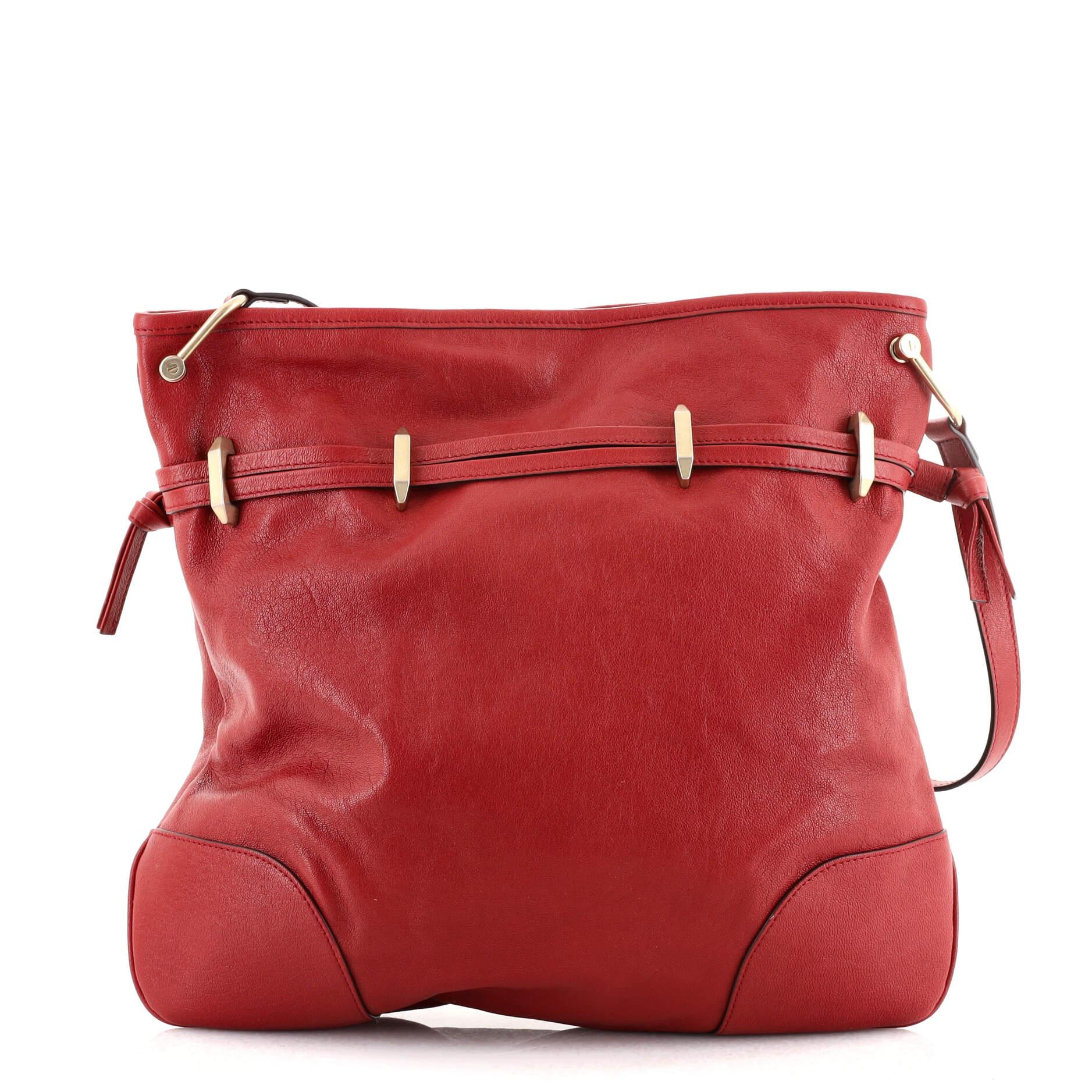 Red Gucci Horsebit 1955 Messenger Bag Leather Large
