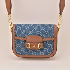 Petit sac à main Gucci Horsebit 1955 Monogram Denim Crossbody