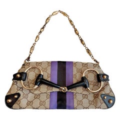 Gucci Horsebit 1955 Small Chain Bag Gucci Monogram Black Purple Web