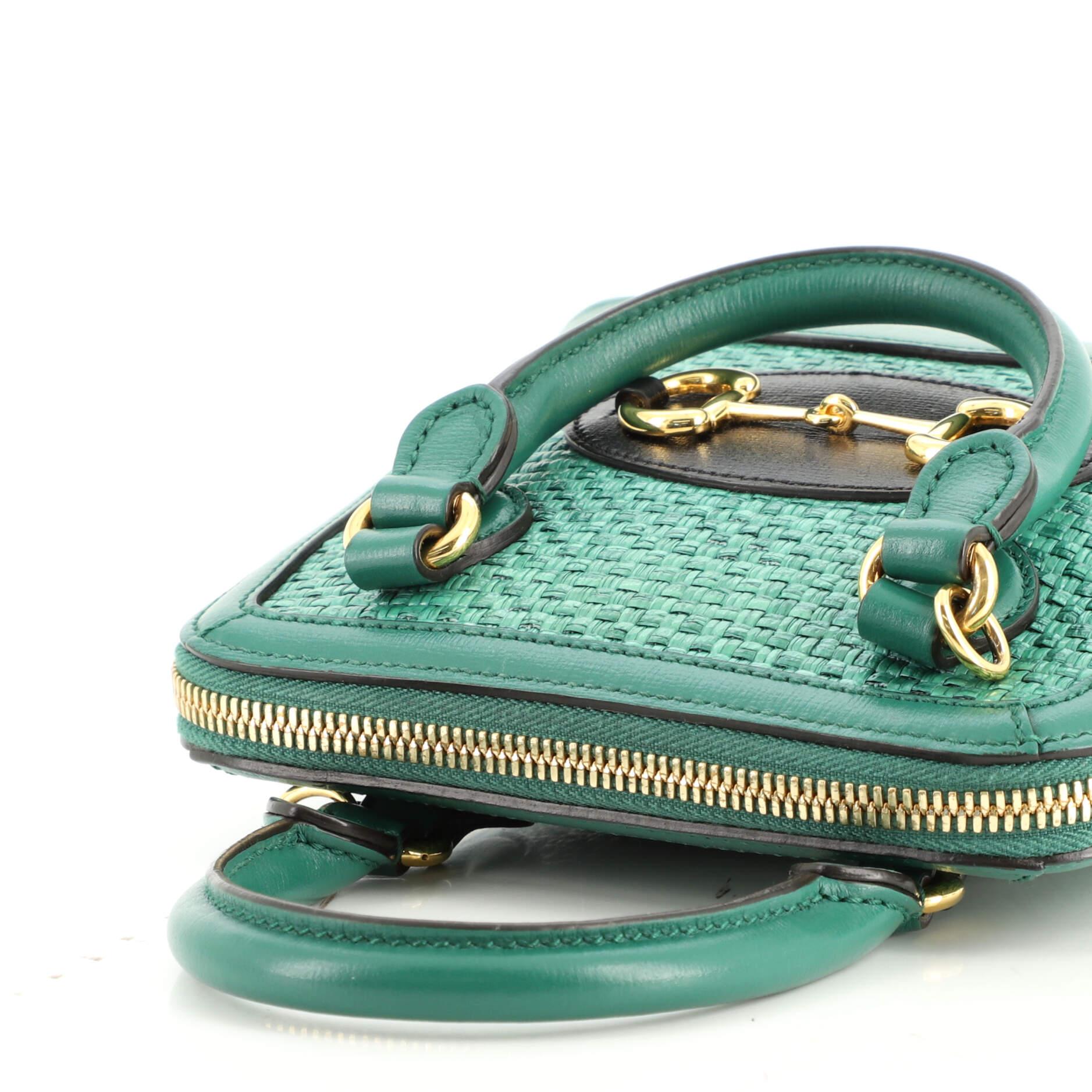 Women's or Men's Gucci Horsebit 1955 Top Handle Bag Raffia Mini