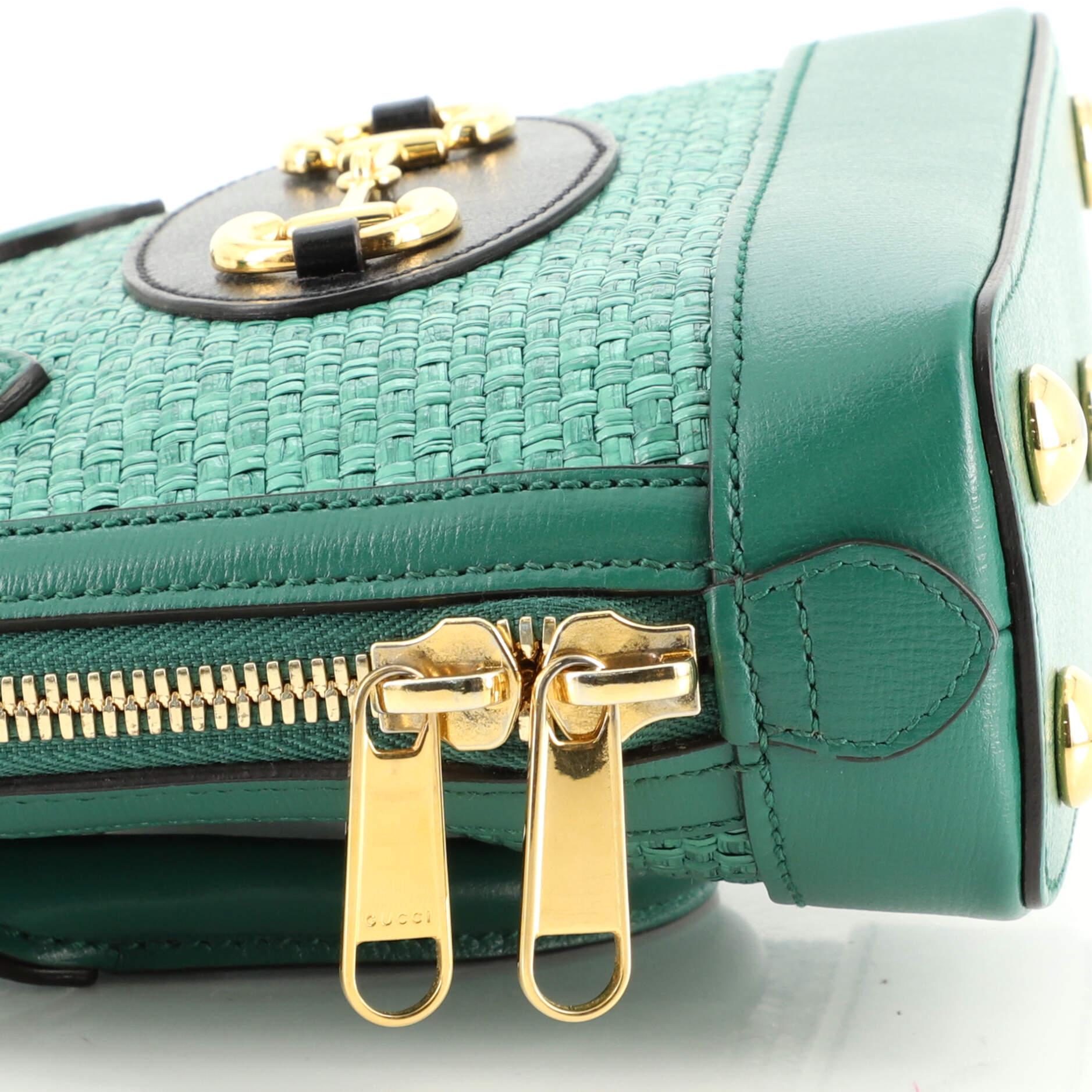 Gucci Horsebit 1955 Top Handle Bag Raffia Mini 1