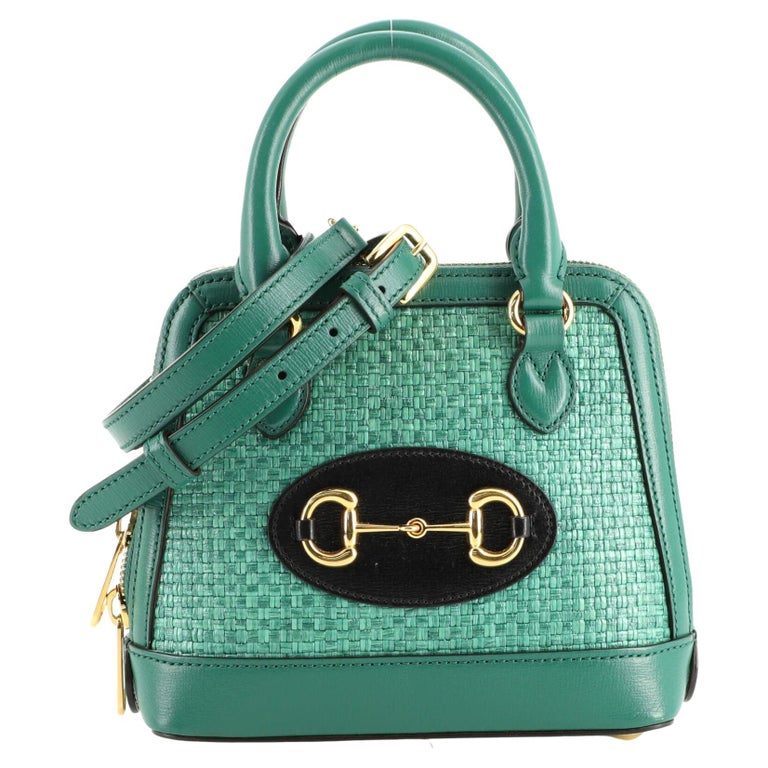 Gucci Horsebit 1955 Top Handle Bag Raffia Mini For Sale at 1stDibs
