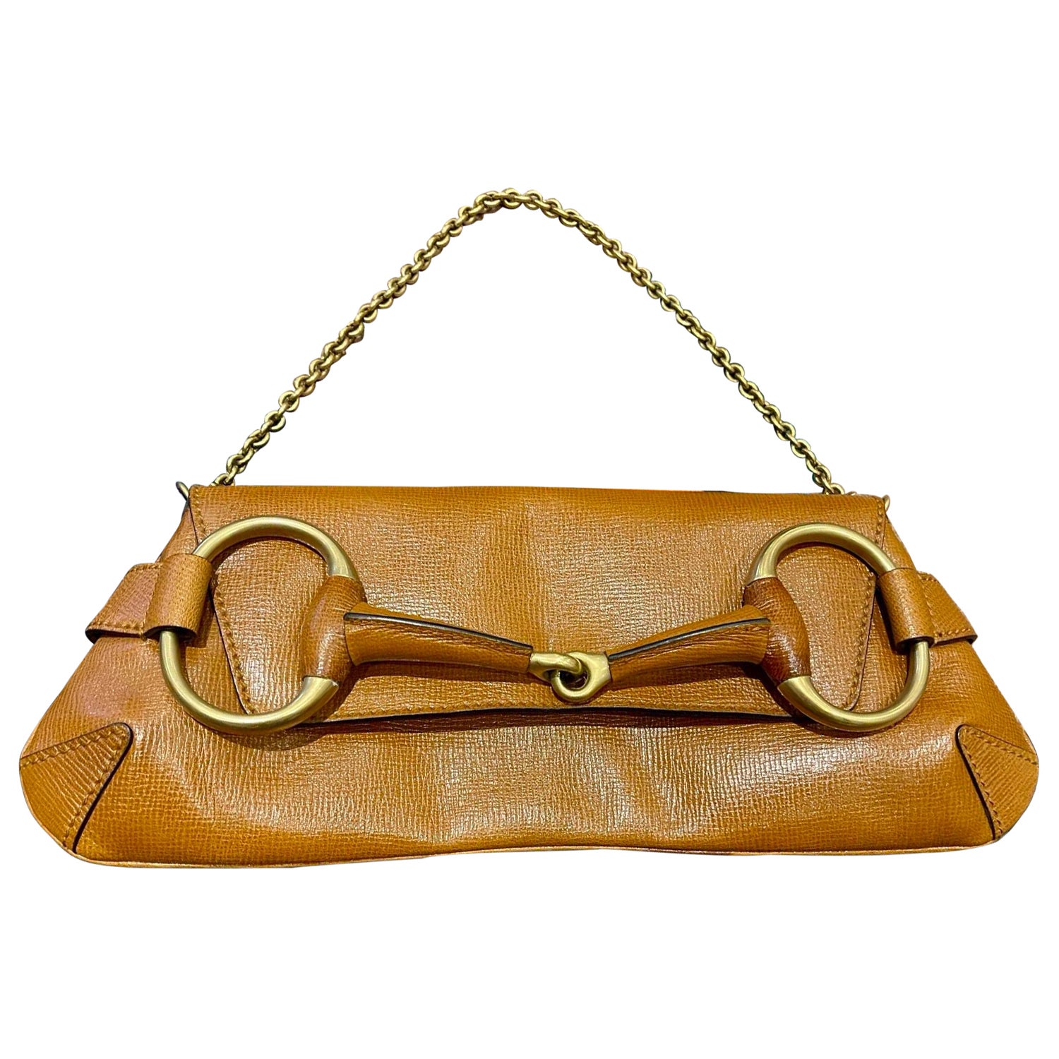Gucci Horsebit 1955 Vintage Large Brown Leather Chain Shoulder bag