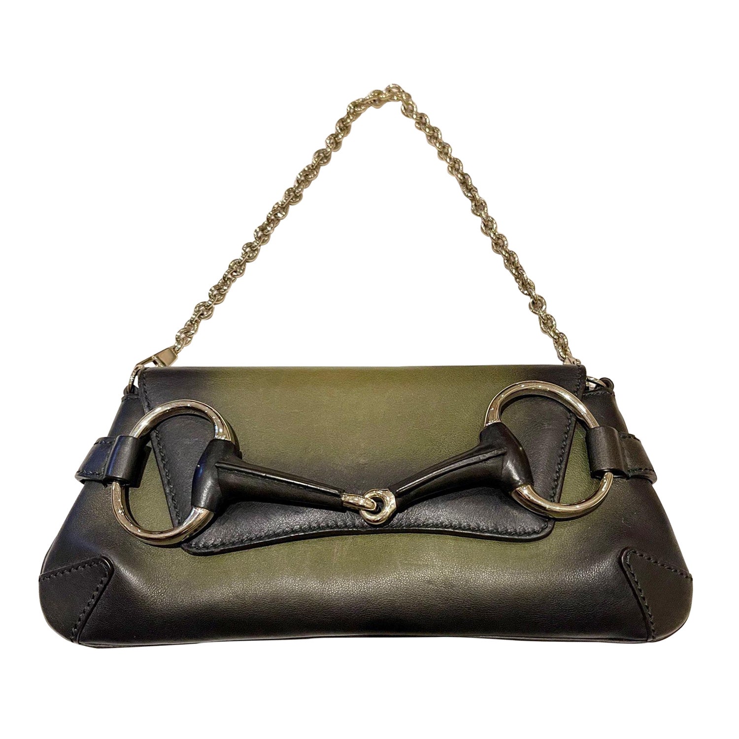Gucci Horsebit 1955 Vintage Borsa a catena piccola in pelle verde scuro