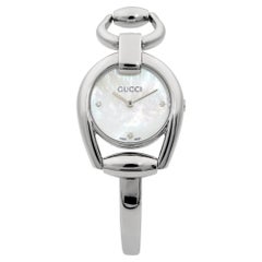 Gucci Horsebit Steel White Diamond Dial Quartz Ladies Watch YA139506