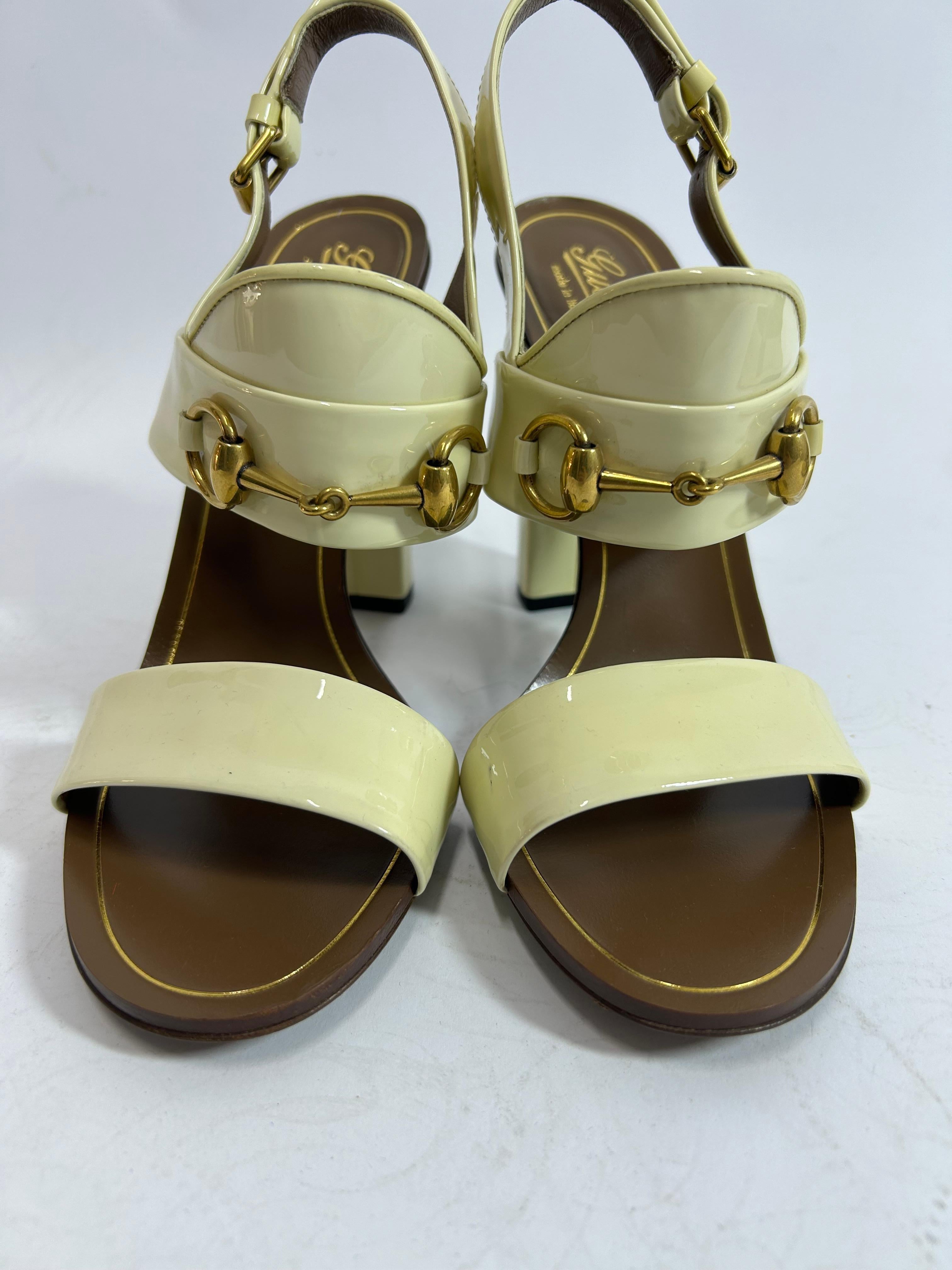 Gucci Horsebit Accent Slingback Sandals Size EU 38 In Good Condition In Amman, JO