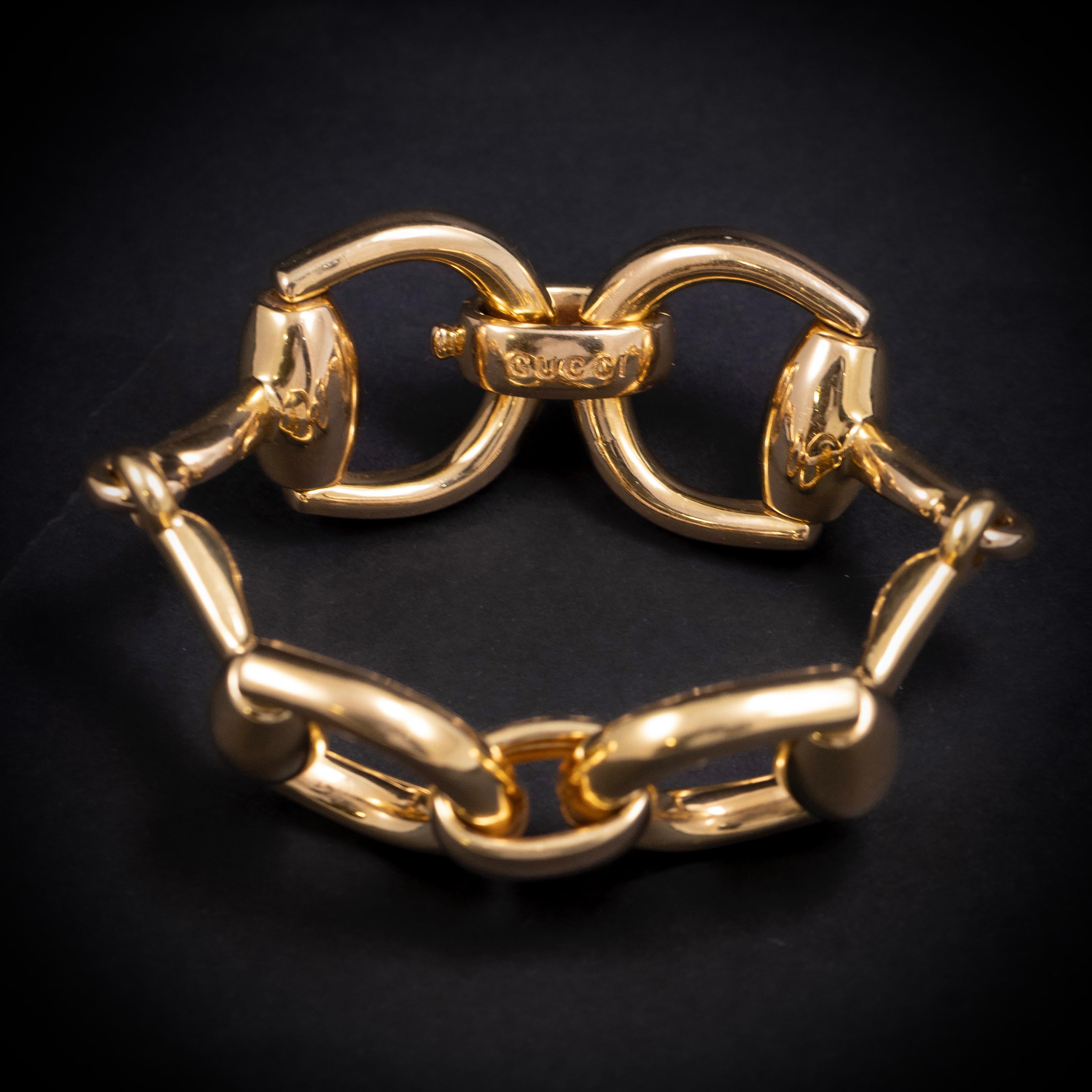 Contemporary Gucci Horsebit Big Bracelet 18K Yellow Gold Italian 2000s For Sale