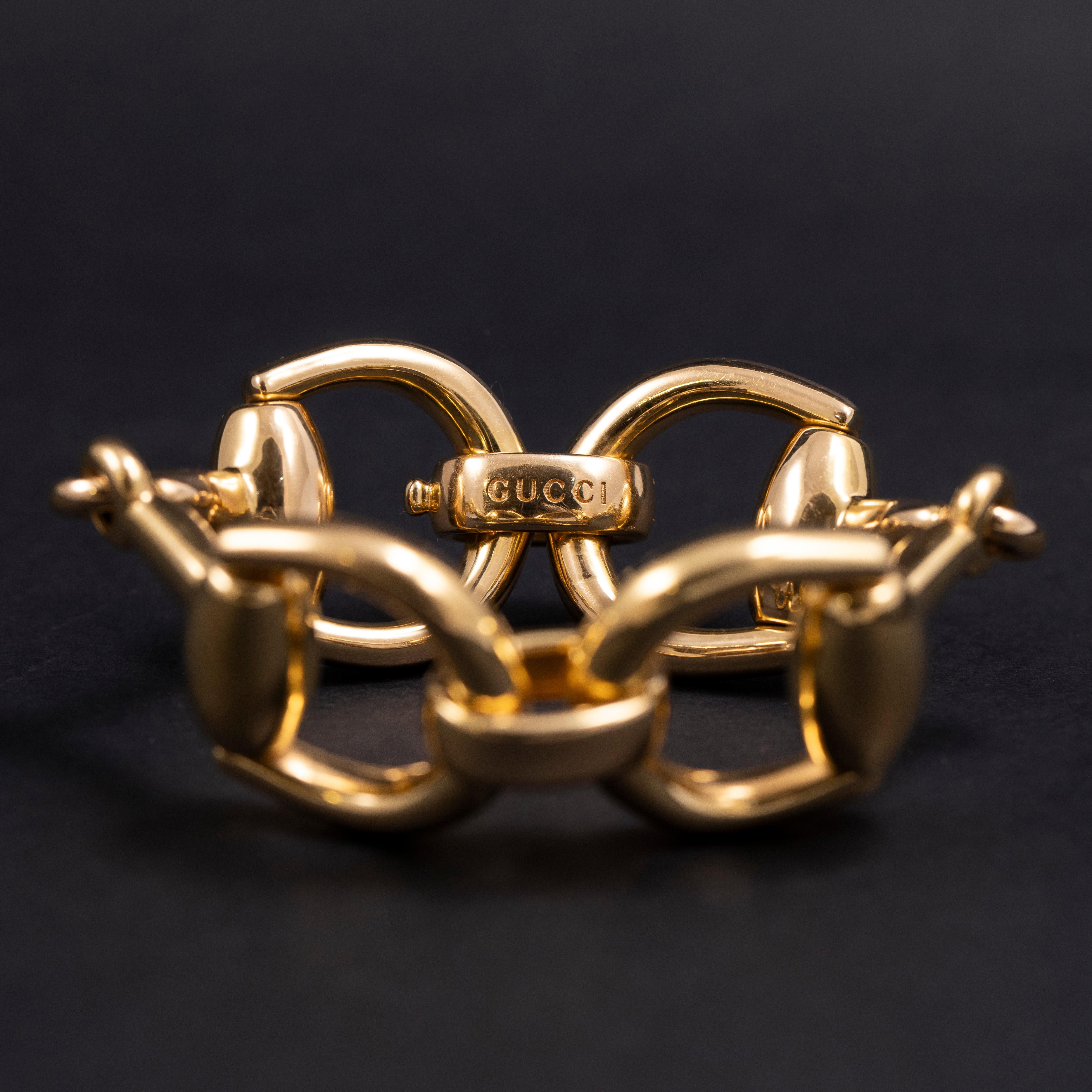 Women's or Men's Gucci Horsebit Big Bracelet 18K Yellow Gold Italian 2000s For Sale