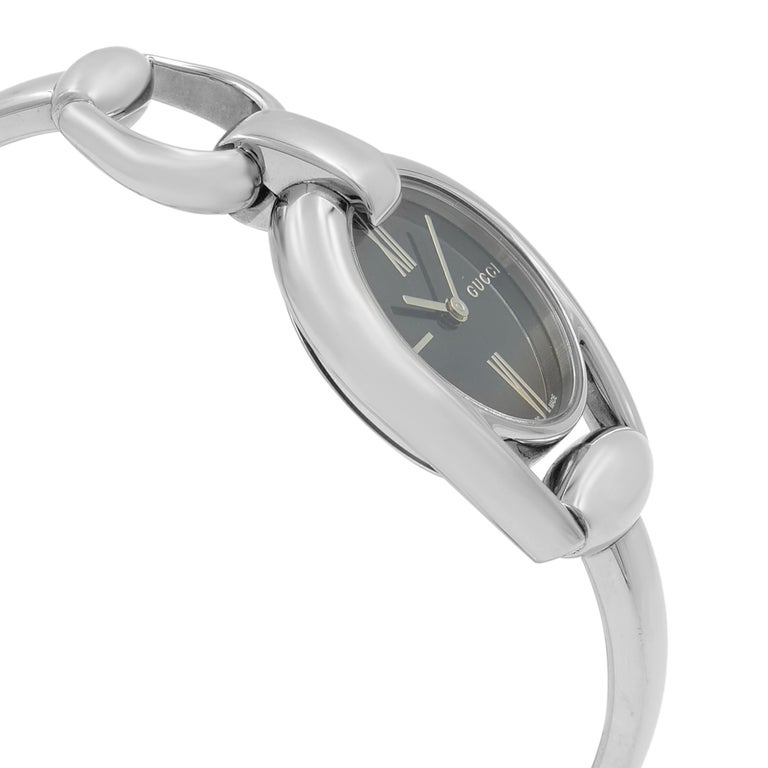 Gucci Horsebit Black Mother Of Pearl Steel Quartz Ladies Bangle Watch Ya139503 At 1stdibs