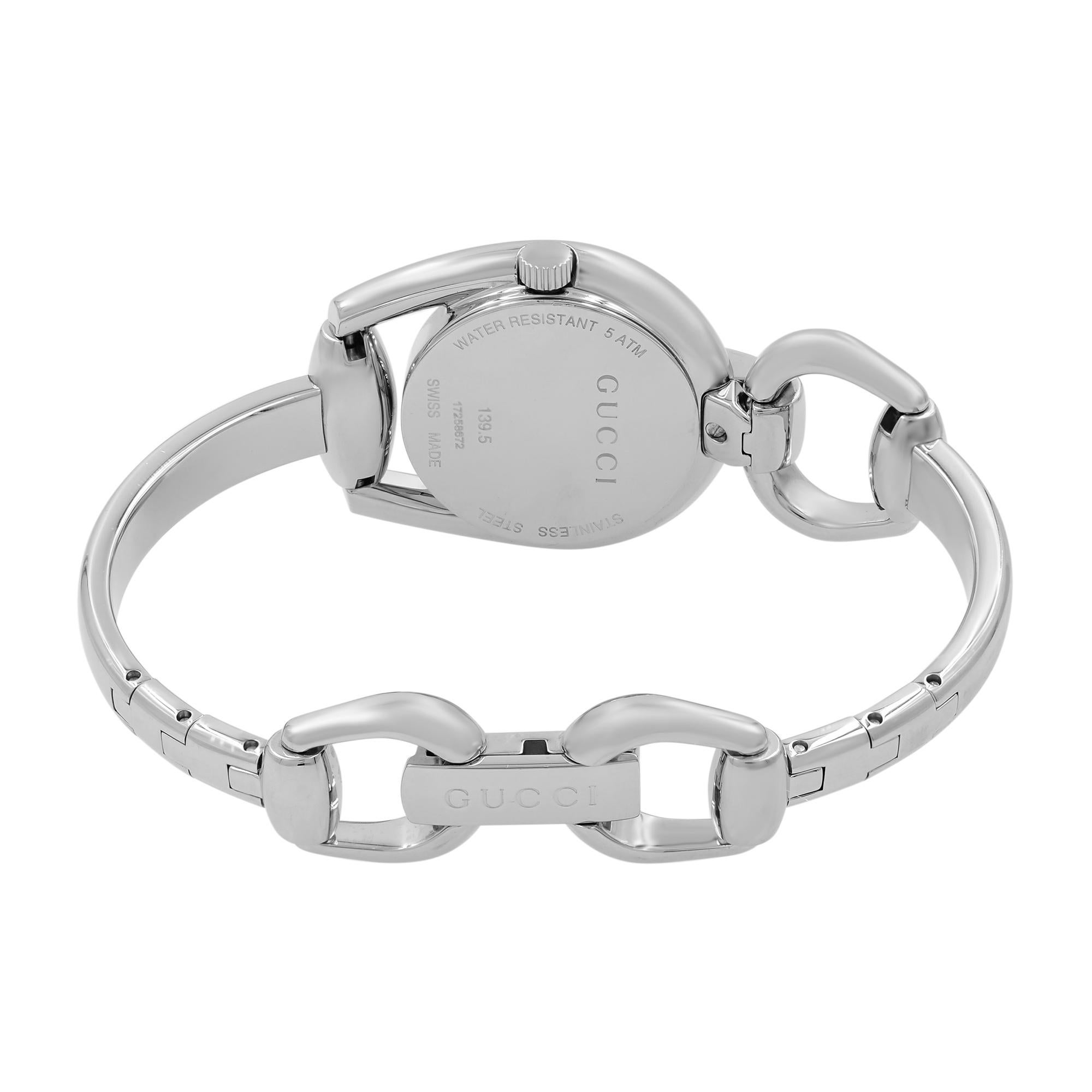 Gucci Horsebit - Montre-bracelet pour femme en acier quartz et nacre noire YA139503 1