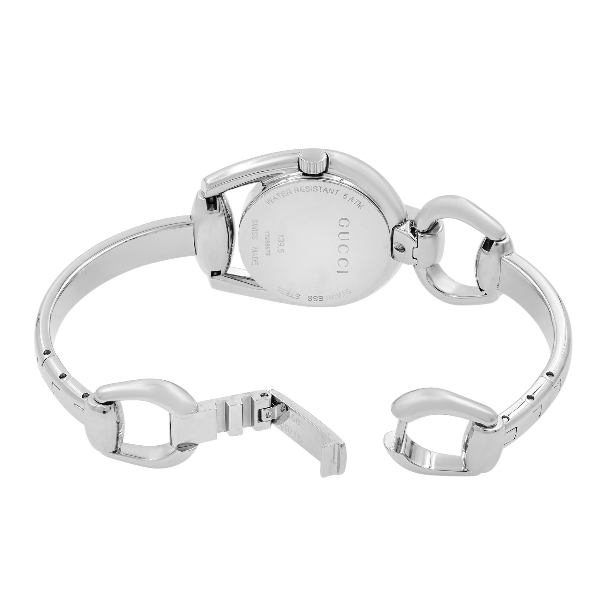 Gucci Horsebit - Montre-bracelet pour femme en acier quartz et nacre noire YA139503 2