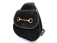 Gucci Horsebit Body 233519 Black Suede Leather Backpack