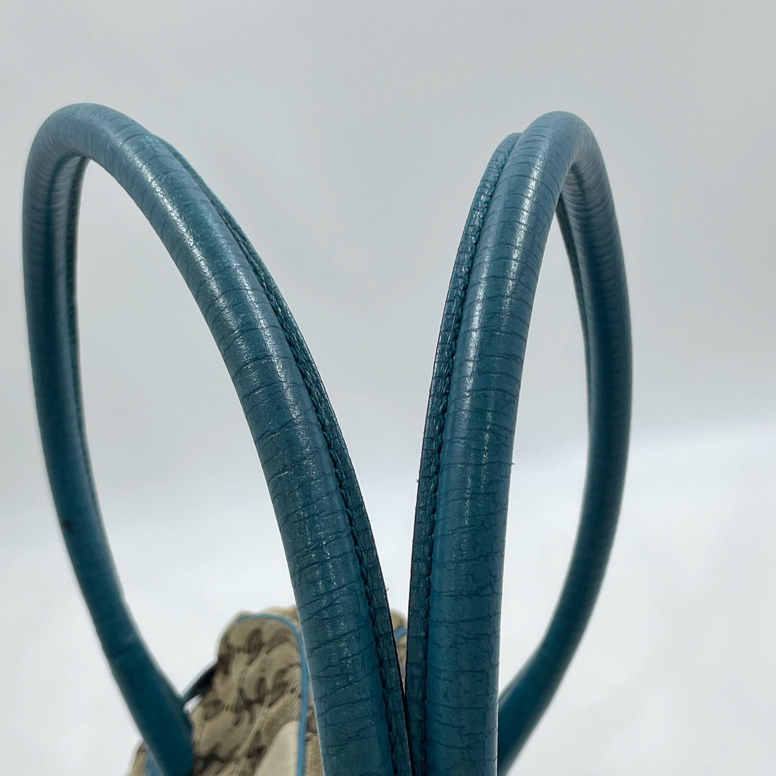 Gucci Horsebit Boston Bowling Handbag Monogram Canvas Blue Leather en vente 14