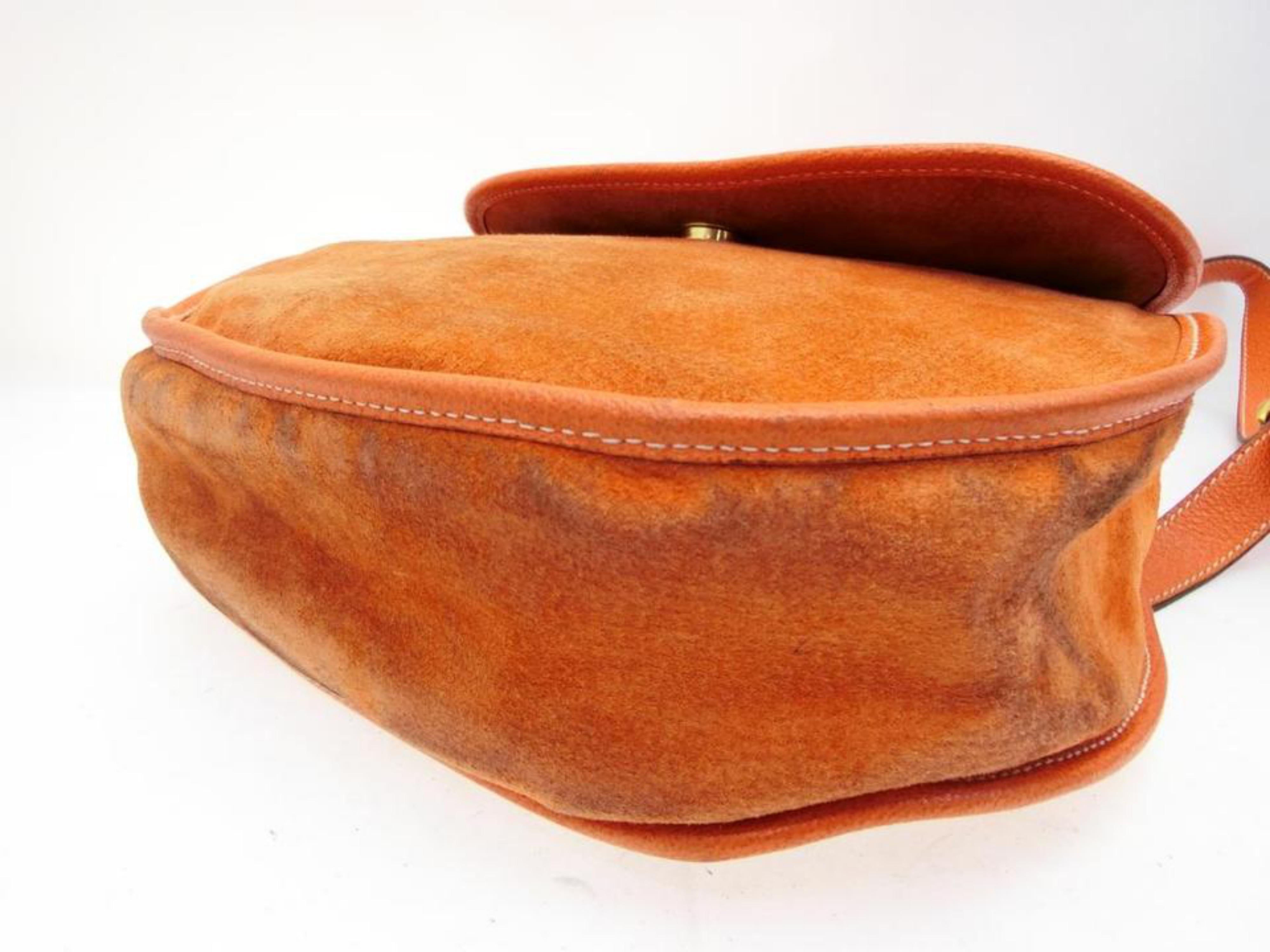 Gucci Horsebit Burnt Body 228677 Orange Suede Leather Shoulder Bag For Sale 3