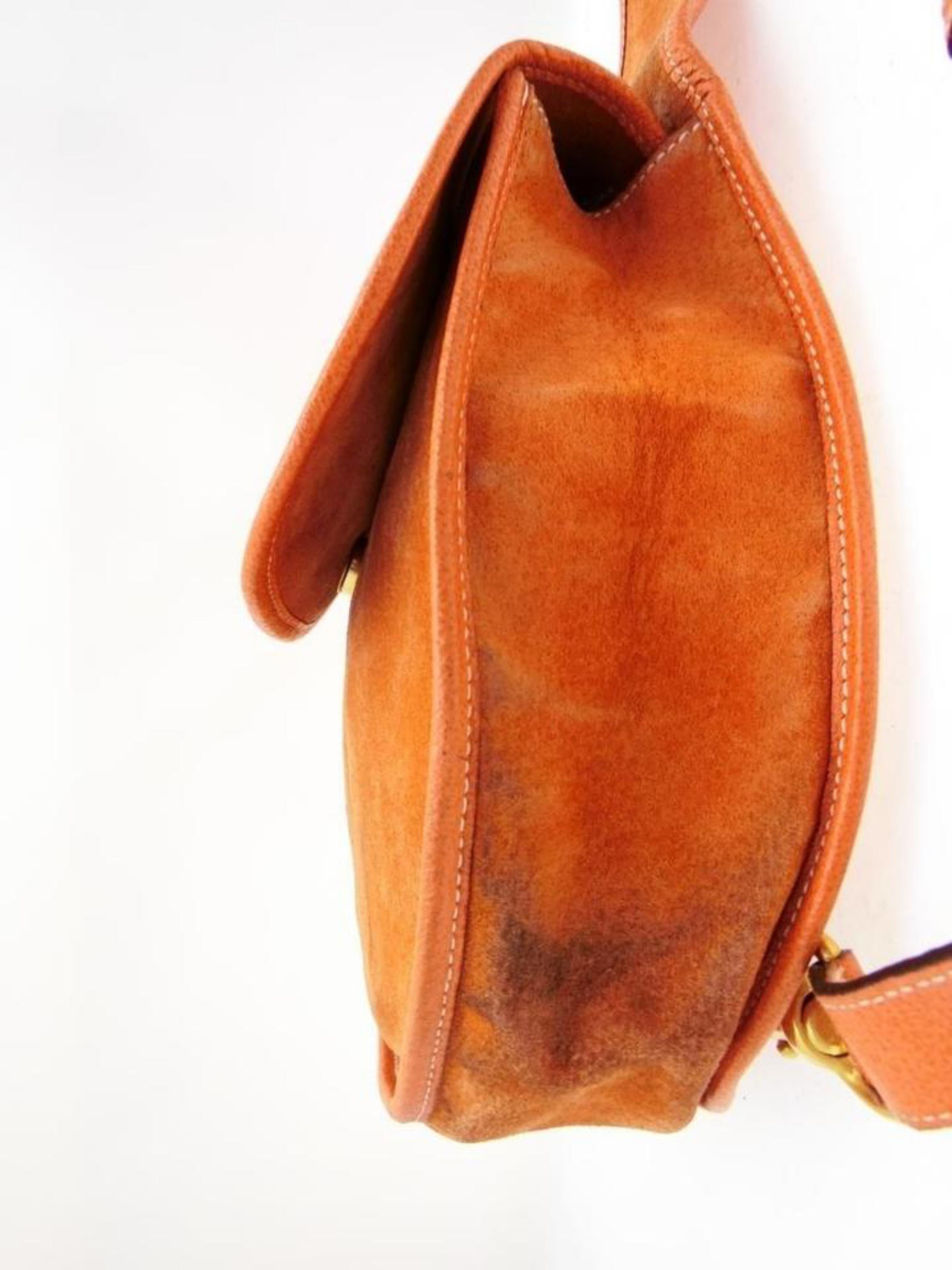 Women's Gucci Horsebit Burnt Body 228677 Orange Suede Leather Shoulder Bag For Sale