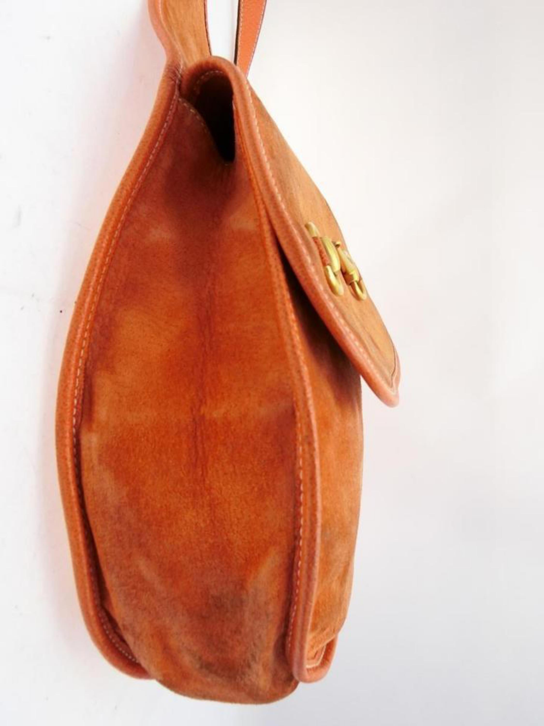Gucci Horsebit Burnt Body 228677 Orange Suede Leather Shoulder Bag For Sale 1