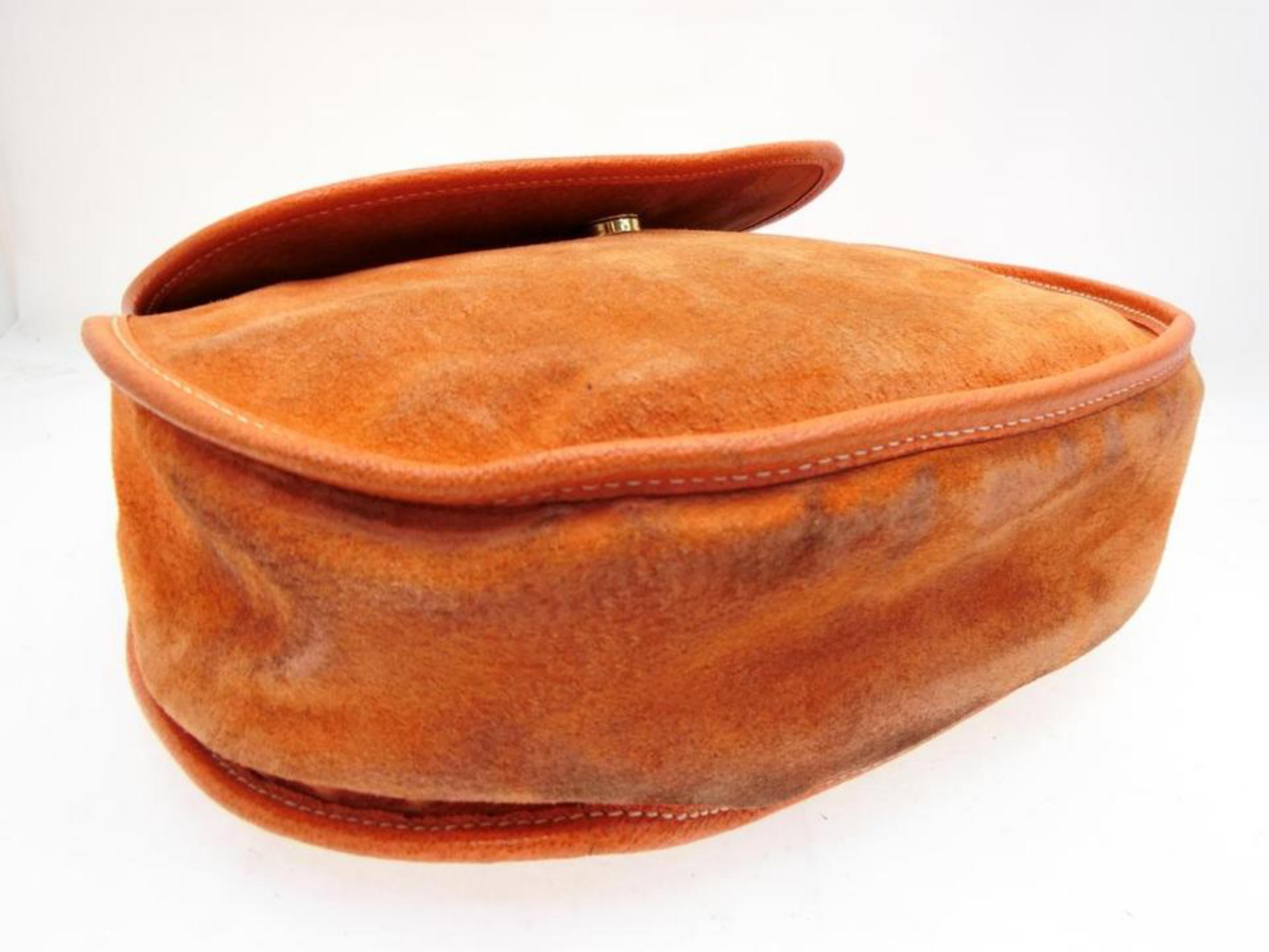 Gucci Horsebit Burnt Body 228677 Orange Suede Leather Shoulder Bag For Sale 2