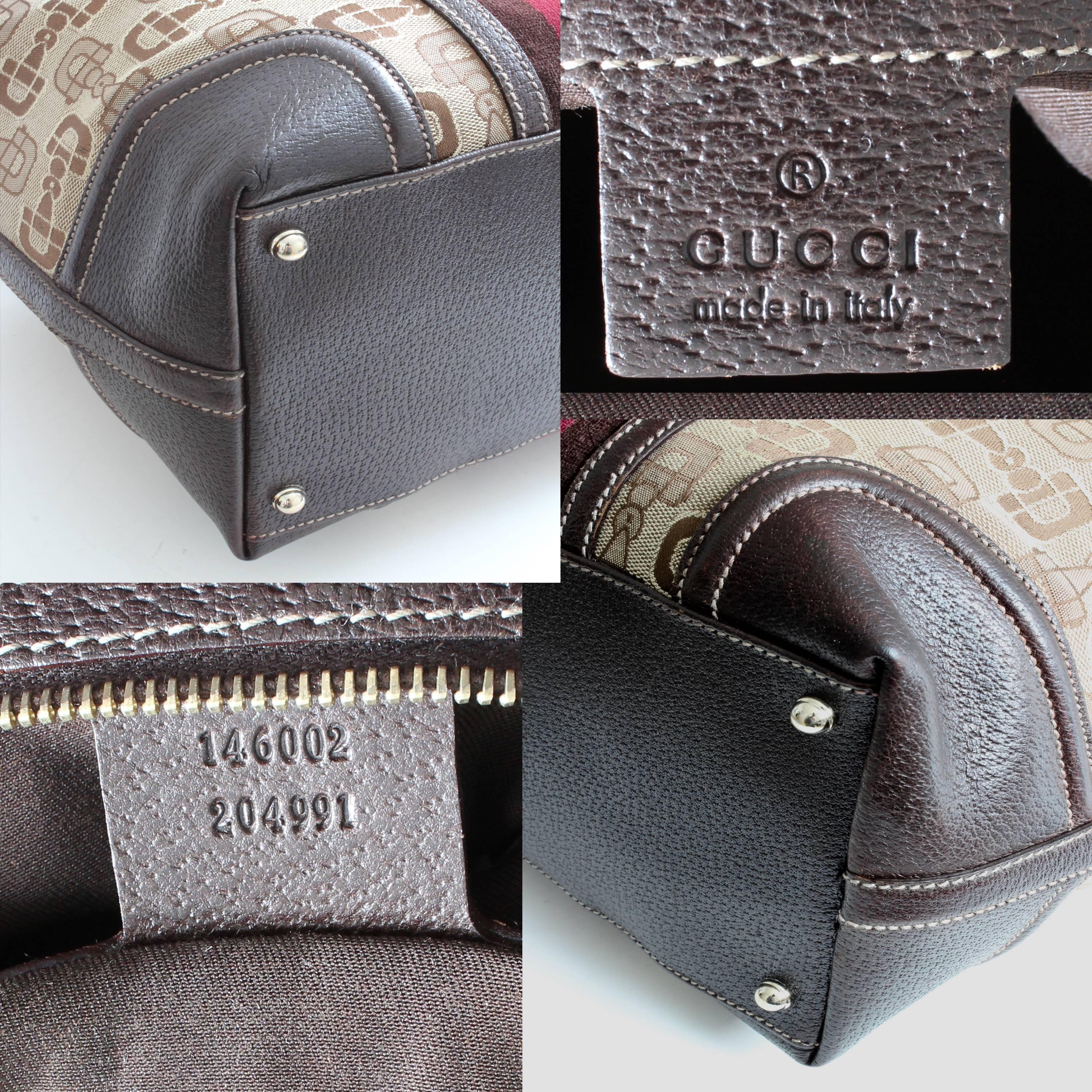 Gucci Horsebit Canvas Treasure Boston Tote Bag Dark Brown with Key & Dustcover 5